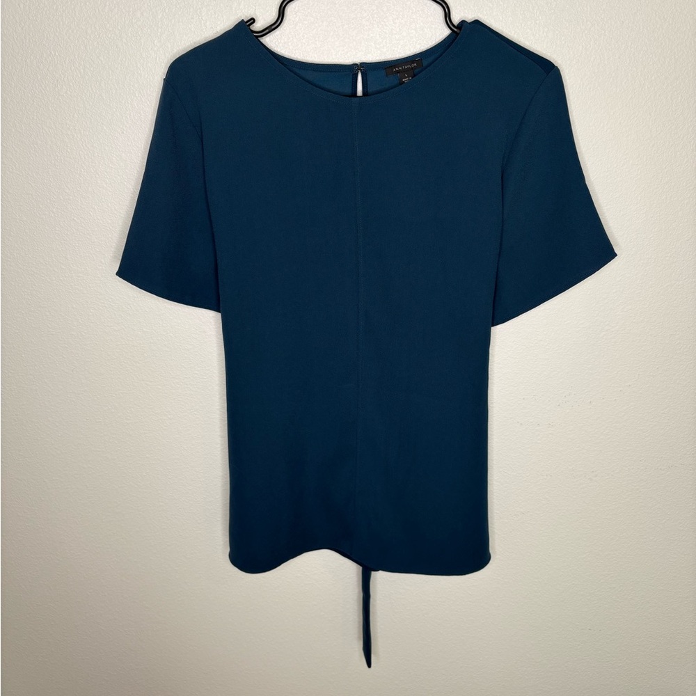 Ann Taylor Teal Blouse with Tie Back & Fit and Flare Design